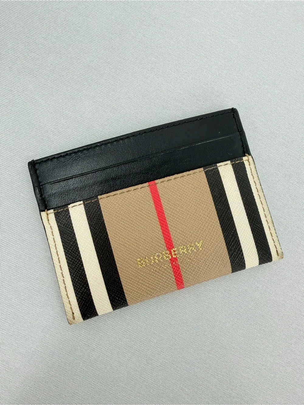 Burberry Vintage Check Unisex Card Holder Wallet Leather Trim designer wallet